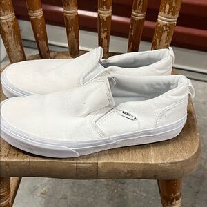 Vans Classic White Canvas Slip-Ons